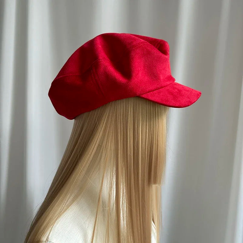 Harajuku Suede Red Navy Style Cloud Caps