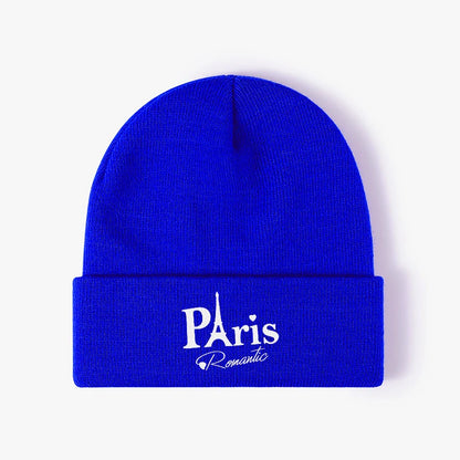 Paris Romantic Warm Knit Beanie Hat Stylish Winter Cuffed Cap