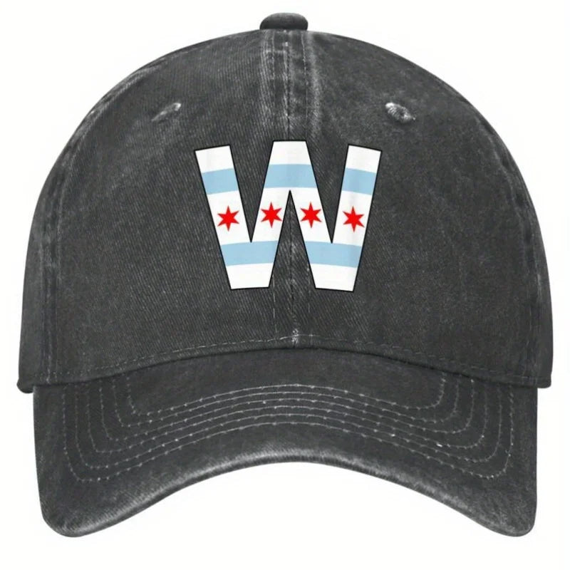 Chicago Flag W Letter Baseball Cap Cotton Adjustable Adult Casual Sports Snapback Hat