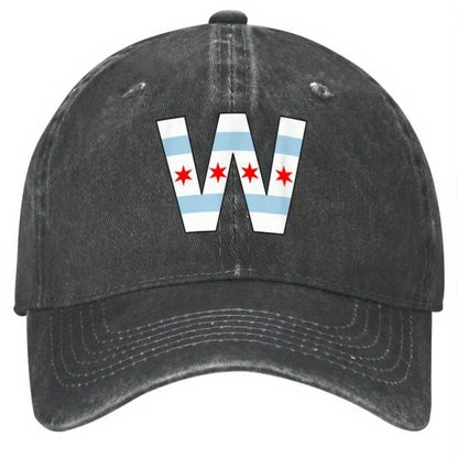 Chicago Flag W Letter Baseball Cap Cotton Adjustable Adult Casual Sports Snapback Hat