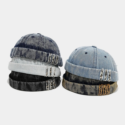 Worn-Out Denim Melon Hat