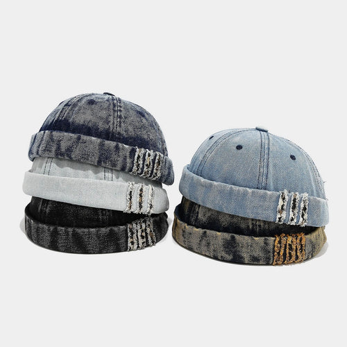 Worn-Out Denim Melon Hat