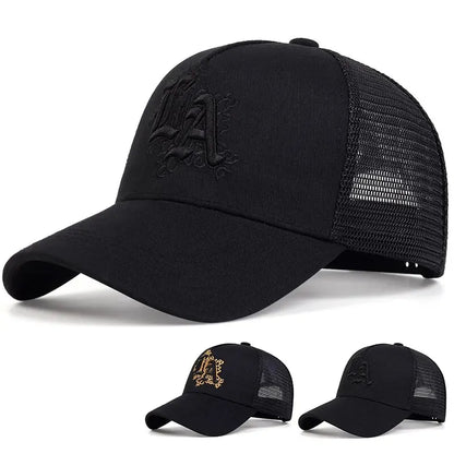 Unisex LA Letter Embroidery Baseball Net Caps Spring and Summer
