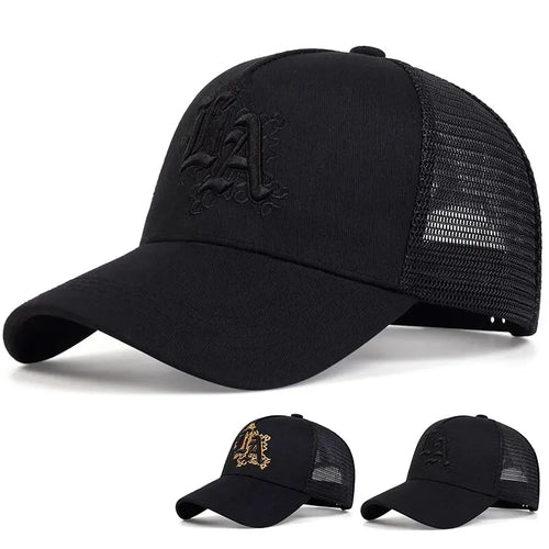 Unisex LA Letter Embroidery Baseball Net Caps Spring and Summer