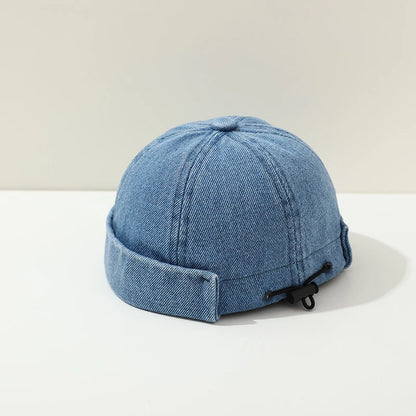 Washed Denim Baby Brimless Hat Retro Letter Embroidered Melon Cap For Kids