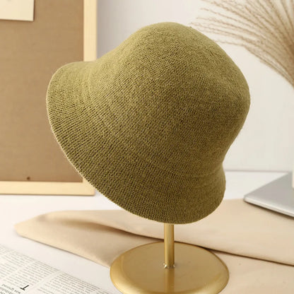 Wool Warm Winter Bucket Hats For Women