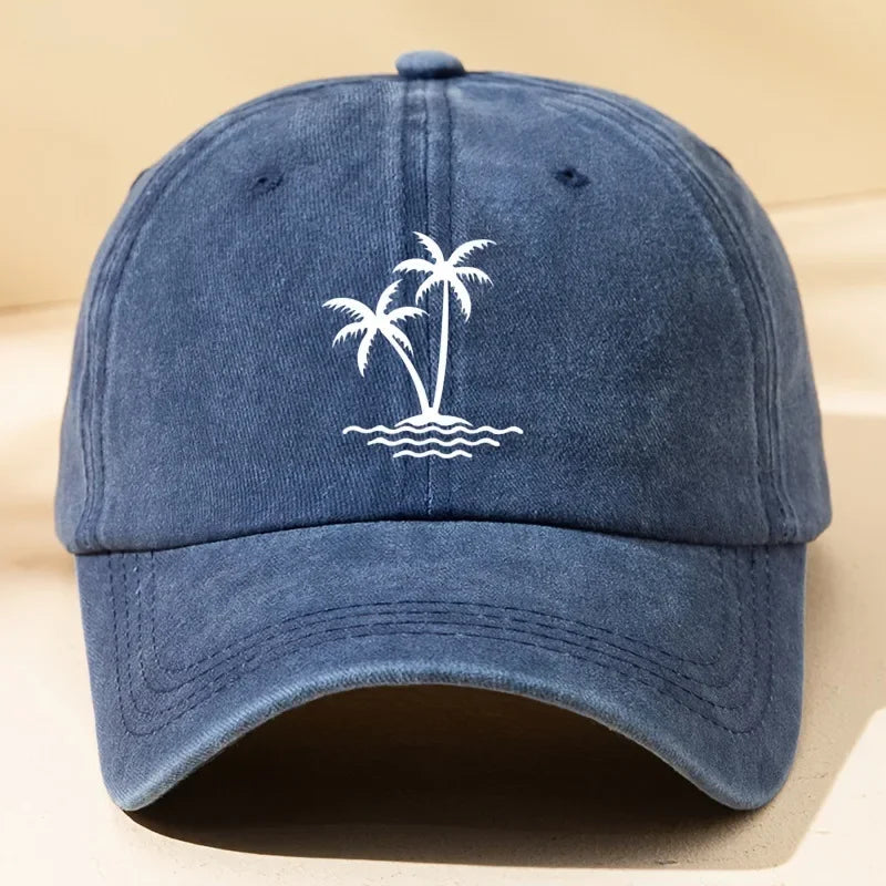 Vintage Palm Tree Print Design Baseball Cap Men Women