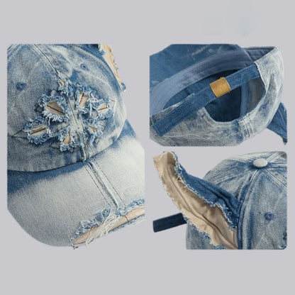 Wasteland Wind Doberman Ears Denim Baseball Cap Women's Personality Y2k