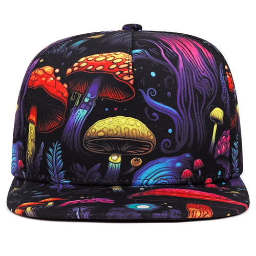 Printed Dreamy Mushroom High Quality Flat Brimmed Hat Trendy Hip Hop Hat
