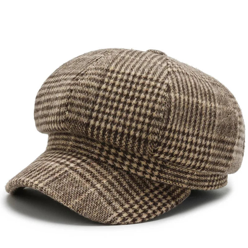 Panama Caps Women's Houndstooth Octagonal Beret