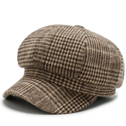 Panama Caps Women's Houndstooth Octagonal Beret
