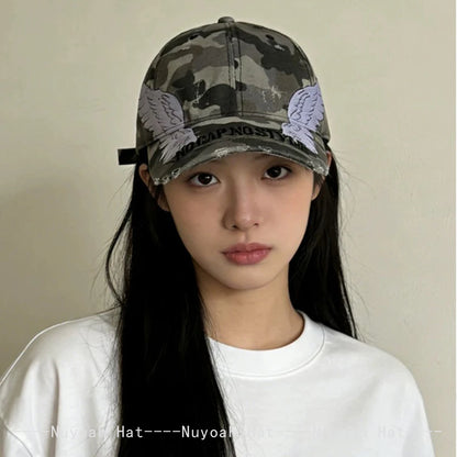 Embroidered Letters Dual-Bladed Angel Wings Baseball Hats