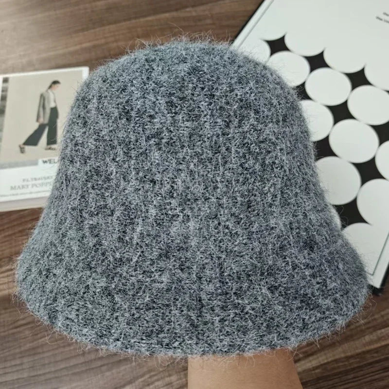 Retro Dome Wool Felt Bucket Hat Women Autumn Winter