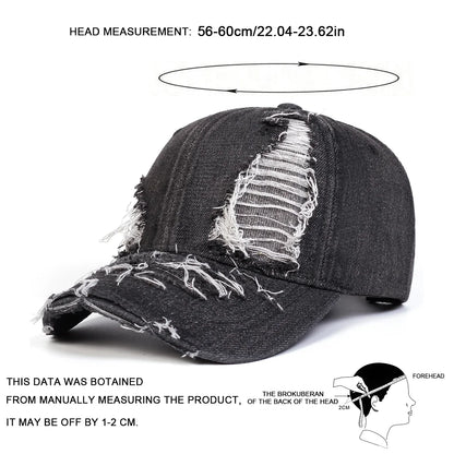 Unisex Ripped Denim Water Wash Baseball Caps Spring Autumn