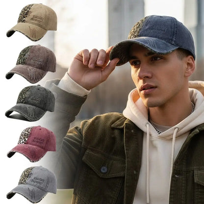 Sunday Forever Embroidered Leopard Patchwork Baseball Cap