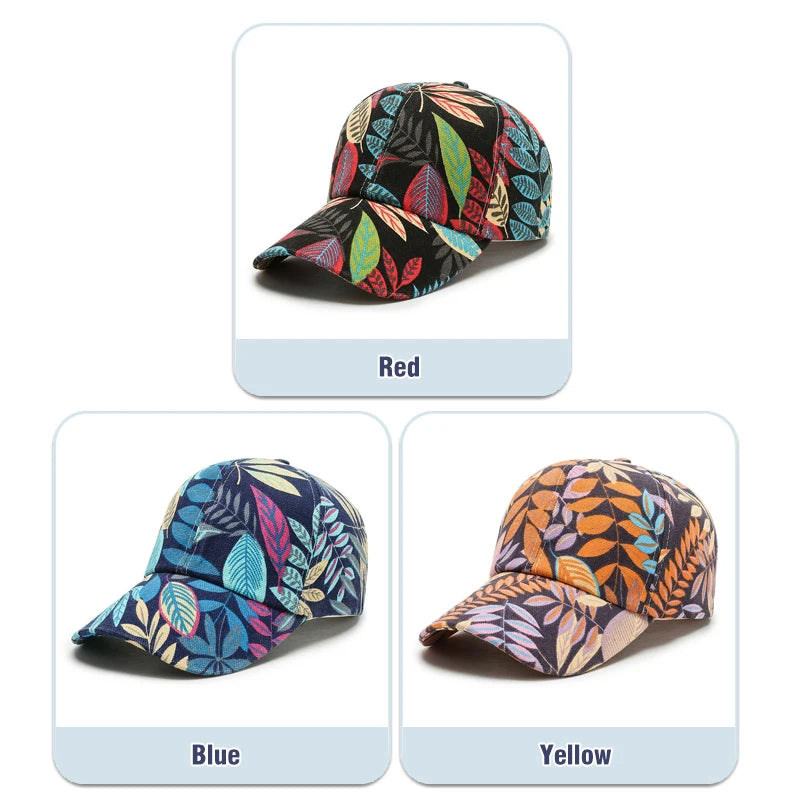 New Spring and Summer Unisex Fashion Korean Style Leaf Pattern Baseball Cap