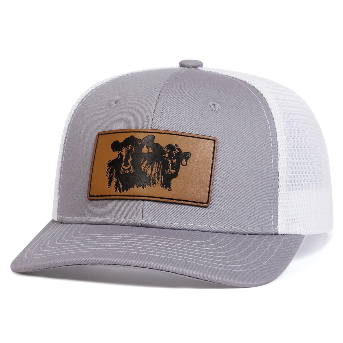 Unisex Brown Bull Head Leather Label Baseball Net Caps Spring and Summer