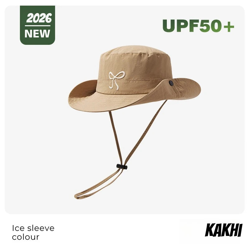 Korean Embroidery Pink Bow Quick Fisherman Hat