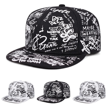 Fashionable Creative Snapback Hat Graffiti Letter Printed Hip Hop