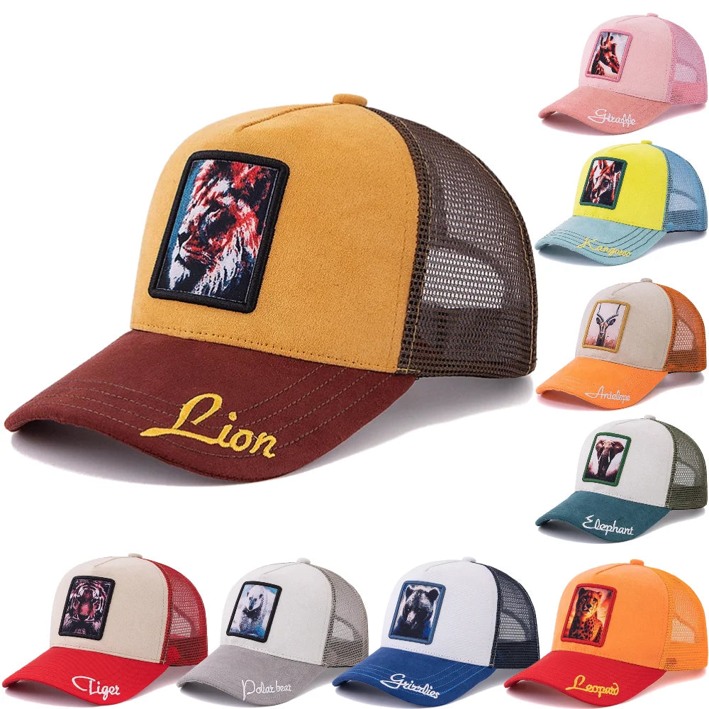 Unisex Lion Pattern Patch Suede Hat Spring Summer Baseball Cap For Men Women ﻿