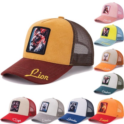 Unisex Lion Pattern Patch Suede Hat Spring Summer Baseball Cap For Men Women ﻿