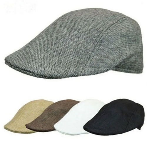 Vintage Linen Beret Caps For Men Women Autumn Fashion Newsboy Adjustable Hats