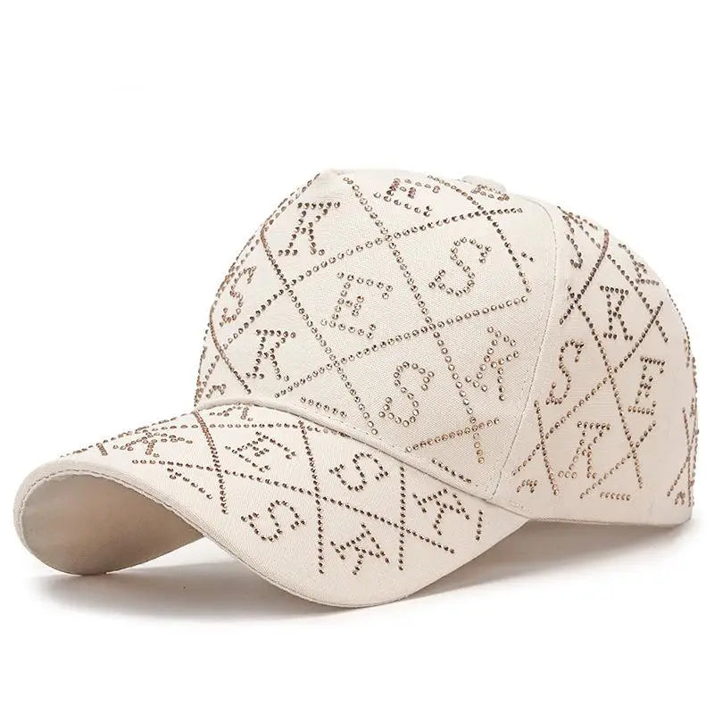 Korean Style Glittering Diamond Letter Baseball Cap