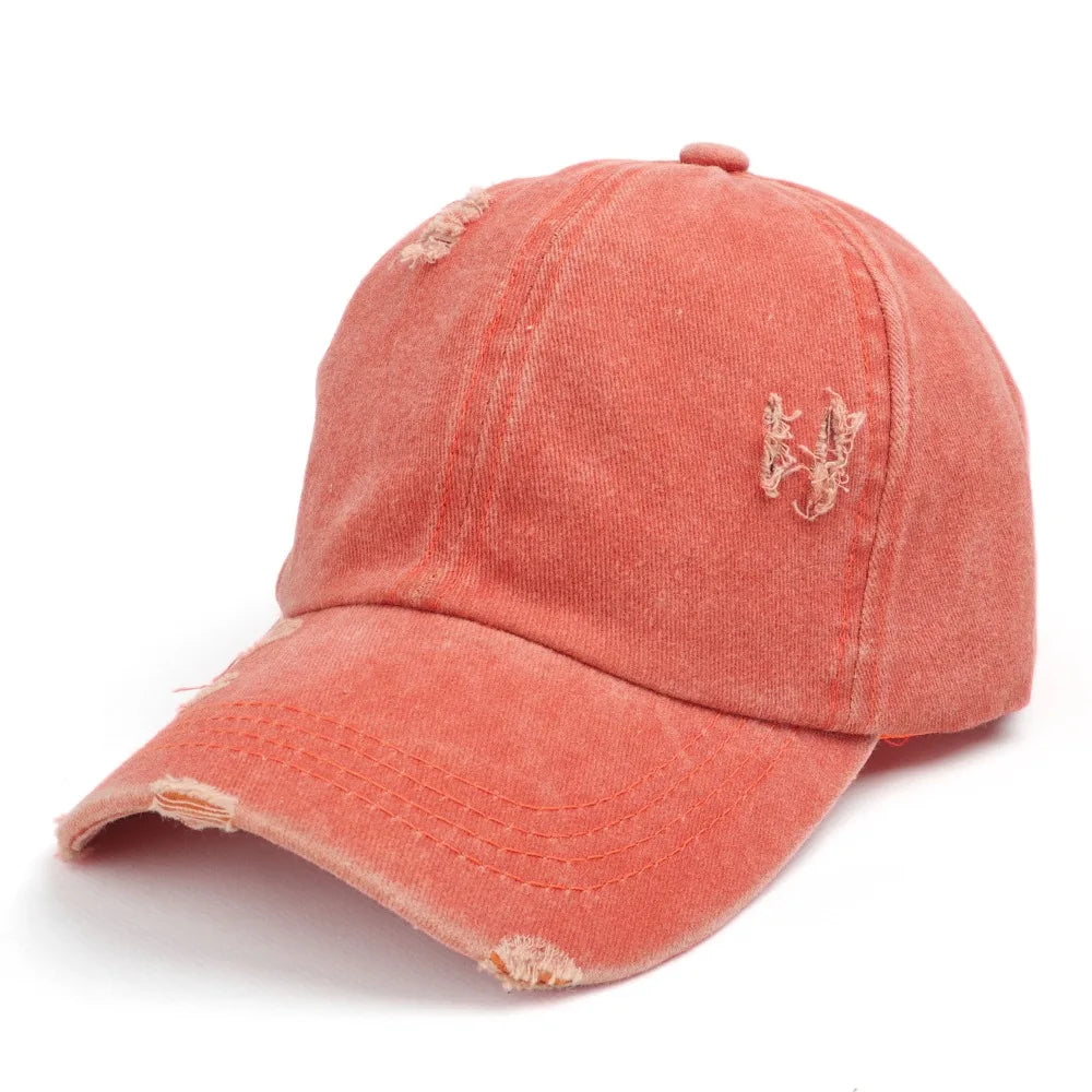 Washed Distressed Baseball Cap Women Men