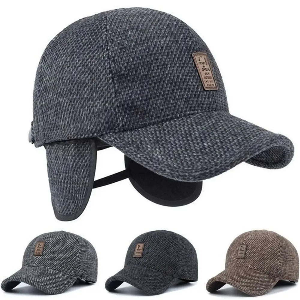 High Quality Autumn Winter Thick Earmuffs Hat Warm Adjustable Earmuffs Baseball Cap Casual Simple Outdoor Hats