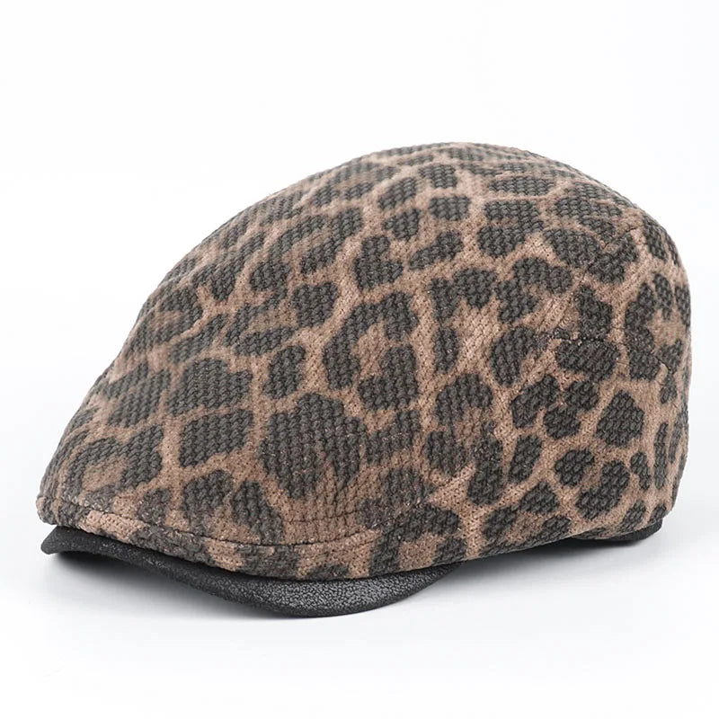 Spring Beret Cap Female 2026 Warm Autumn Vintage Leopard Print Women's Hat