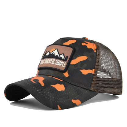 Letter Mesh Breathable Hat Women Men Embroidery Blocking Baseball Cap