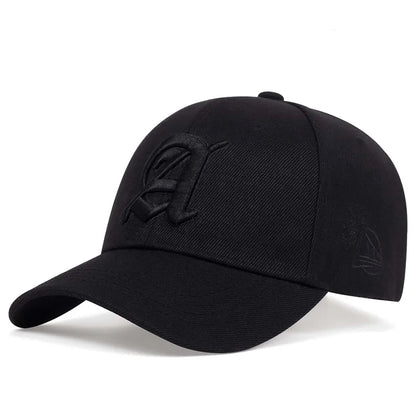Gothic Letter A Black Cap Man Luxury Brand Outdoor Sport Baseball Caps for Men