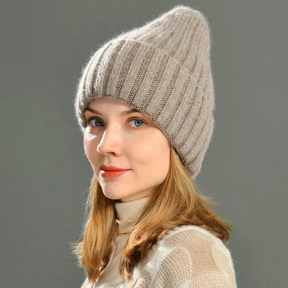 Winter Silk Satin Lined Beanie Hats Women Men Unisex Thick Chunky Cap