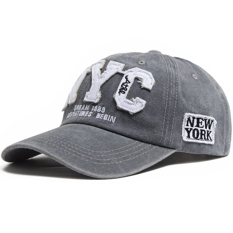 Men's Baseball Cap Vintage Cotton Washed Fashion Letter NYC Caps For Women Spring Autumn