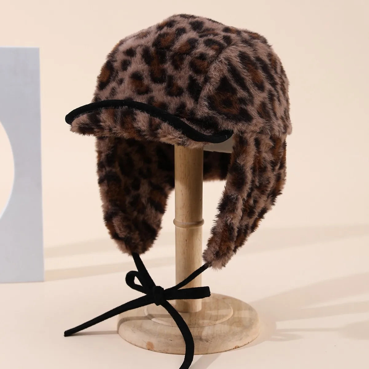 Winter Hats Woman Leopard Print Faux Fur Earflap Hat