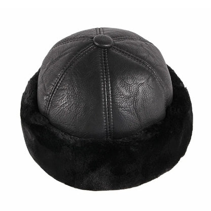 Warm Thick Winter Hat Fleece Lined Fur Leather Men Hat