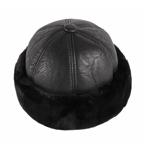 Warm Thick Winter Hat Fleece Lined Fur Leather Men Hat