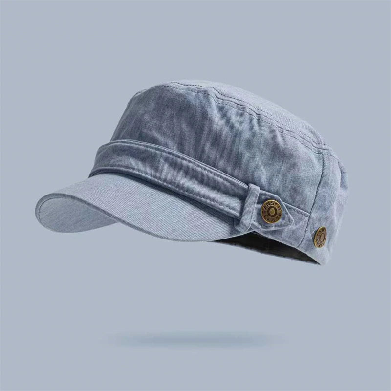 Unisex Solid Color Flat Top Military Cap Adjustable Outdoor
