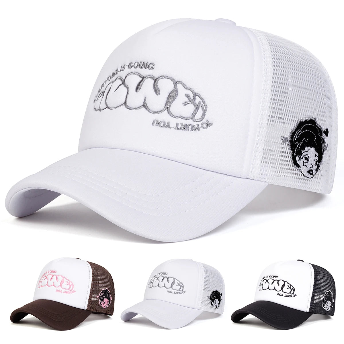 Unisex Everyone Is Goin Embroidery Baseball Net Caps Spring and Summer