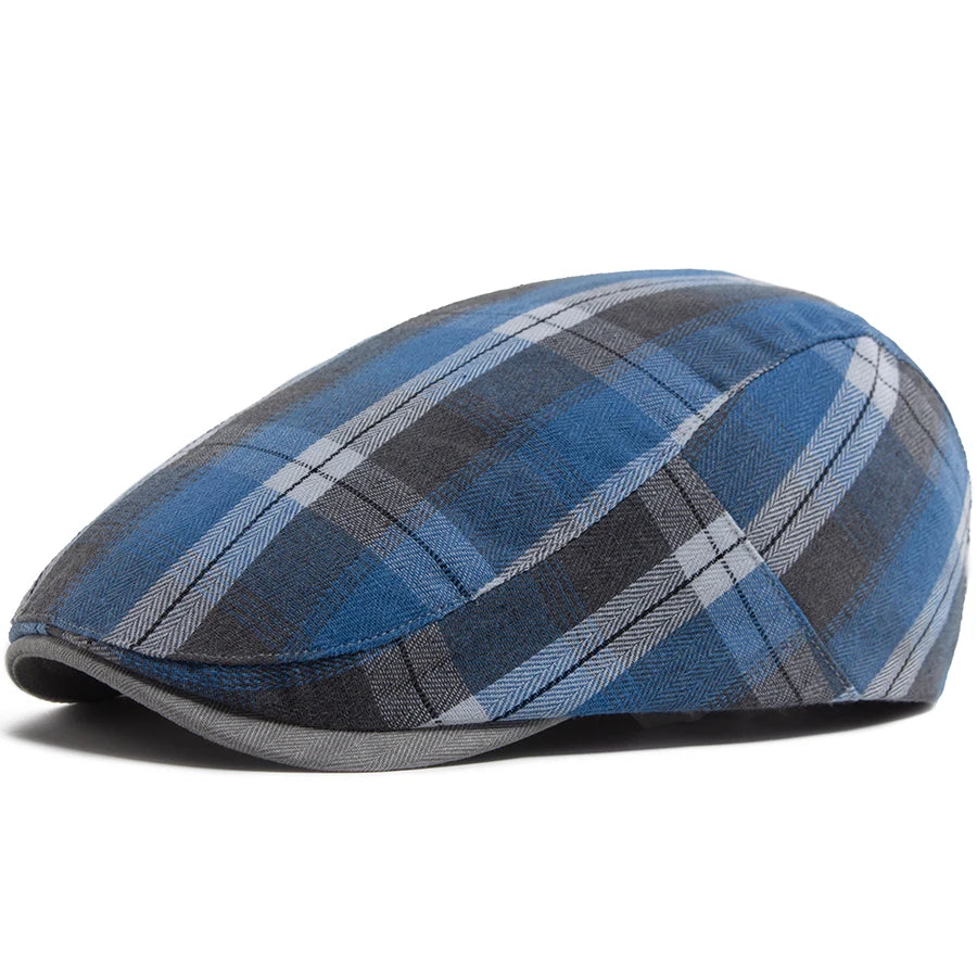 Summer Plaid Thin Beret Women Men Fashion Vintage Visor Hat