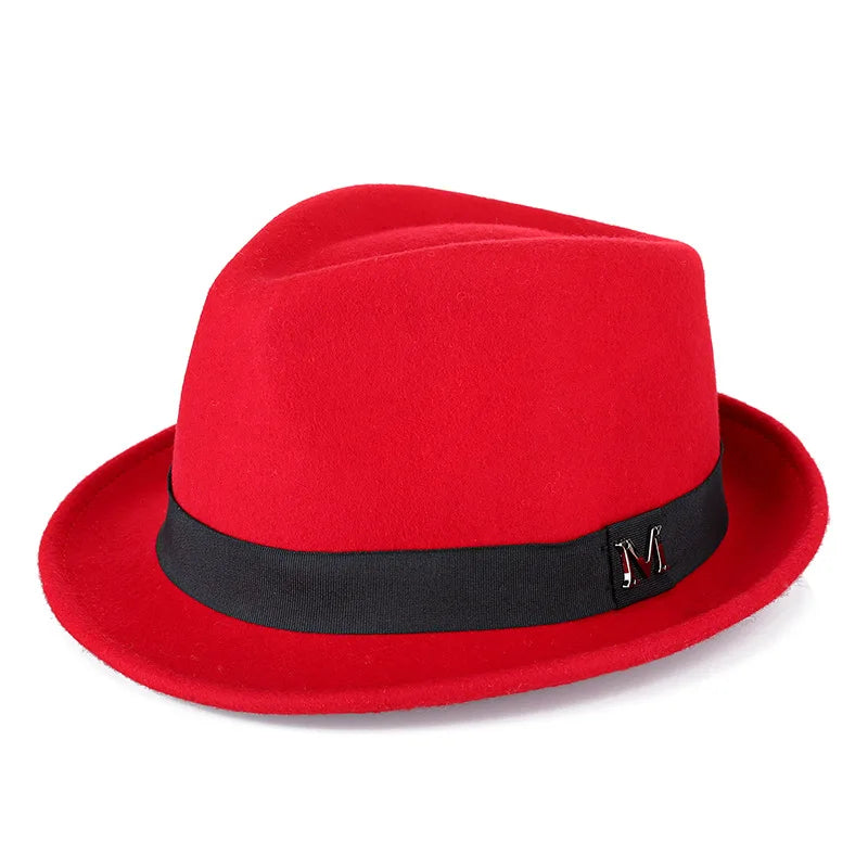Men Winter Thick Warm Felt Fedora Hats Wool Gentleman Jazz Cap