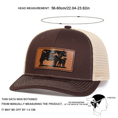 Unisex Brown Cow Leather Label Baseball Net Caps Spring and Summer