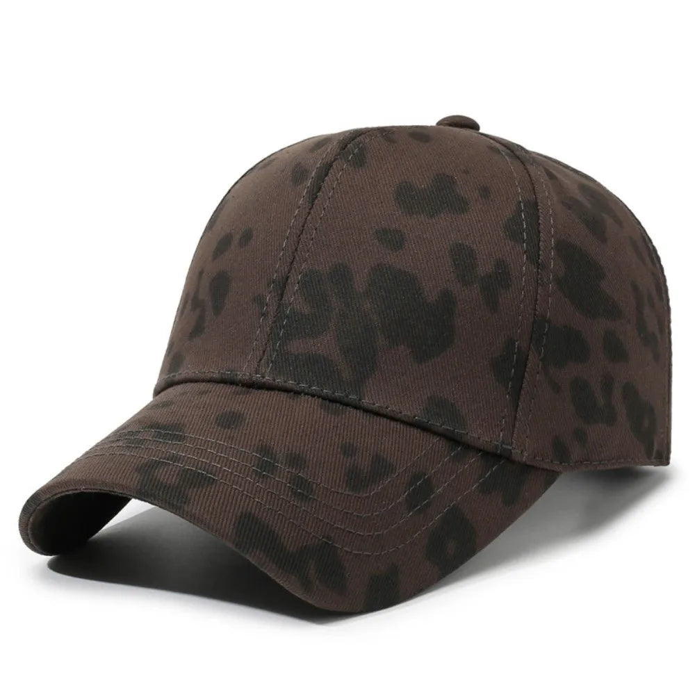 Leopard Printed Sunscreen Hat Adjustable Round Top Hat Unisex
