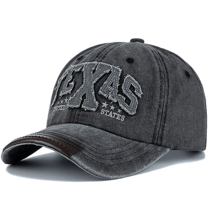 Unisex Vintage Classic Baseball Cap Texas Letter Embroidery For Man Women