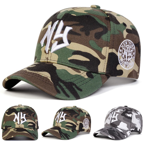Unisex NY Letter Embroidery Camouflage Baseball Caps