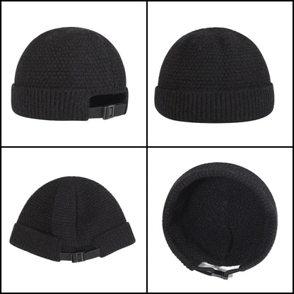 Solid Color Warm Knitted Brimless Hat Men