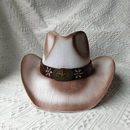 Woven Hard Summer Sapphire Accessories Neutral Cowboy Hat