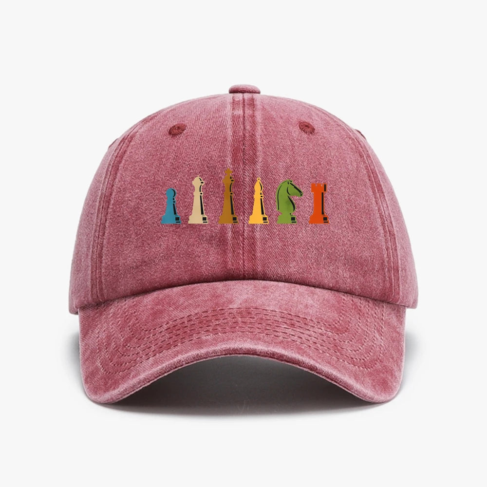 Chess Board Game Washed Baseball Cap