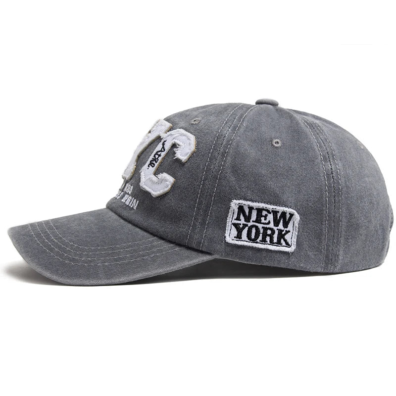 Men's Baseball Cap Vintage Cotton Washed Fashion Letter NYC Caps For Women Spring Autumn