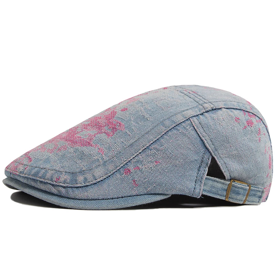Spring Fashion Print Denim Women's Beret Summer